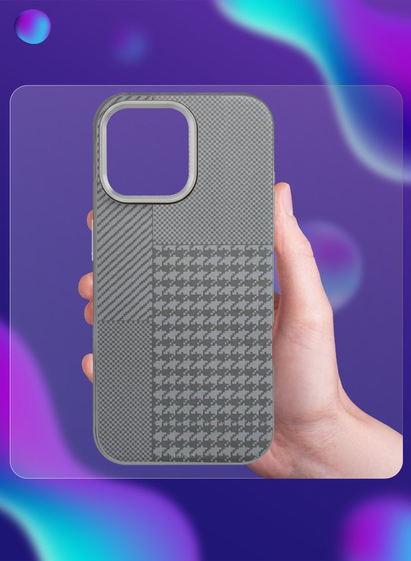 CATANES iPhone 16 Pro Case Cover Carbon Fiber Pattern Phone Case Slim Shockproof Back Cover Grey Geometric Crest - Image 5